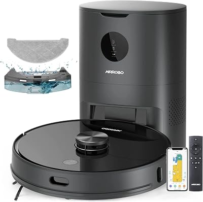AIRROBO T10 Robot Vacuum and Mop with Auto Dirt Disposal, Lidar Navigation, Compatible with Alexa and Google Assistant, 250Min Runtime, Max 2700Pa Strong Suction for Pet Hair, Hard Floor, Carpet