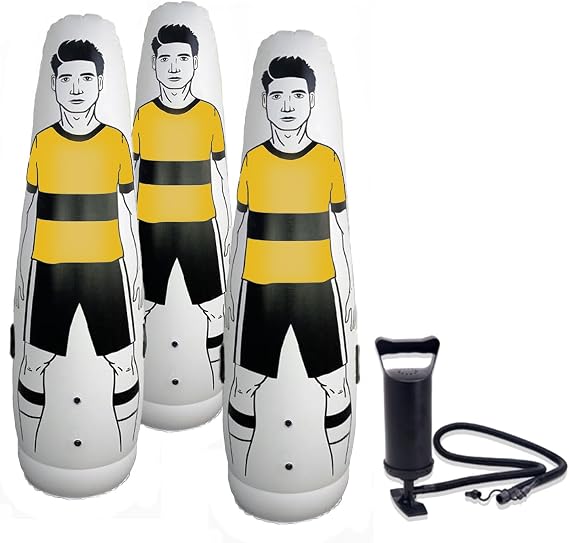TNZMART Yellow Inflatable Soccer Dummy Air Mannequin Free Kick Defender Wall Soccer Dummies for Training Tumbler Dummy with Pump