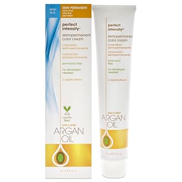 One 'n Only Perfect Intensity Semi Permanent Hair Color - Vibrant Hair Dye Made with Argan Oil - Delivers Vibrant, Accurate Color - No Developer Needed - Neon Blue (3 oz)