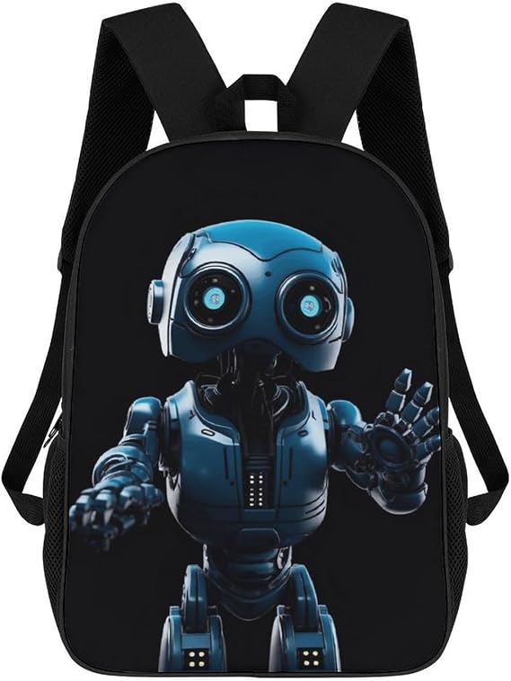 Blue Robot Backpack Cute Lightweight Laptop Backpack Casual Daypack for Women Men