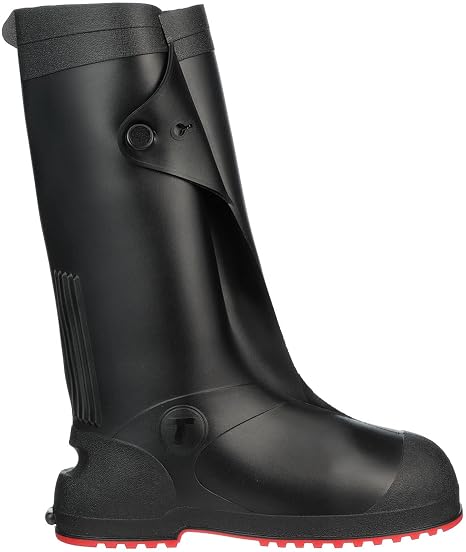 TINGLEY - 45851.SM Tingley Workbrutes G2 - PVC Overshoe - 17" Ht. - Black Upper - Red Sole - Cleated Outsole | Size: Men's 7.5 - 9, Women's 9.5 - 11, heel kick, fits over safety toe/large shoes, protects from liquids, mud and chemicals