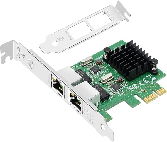 PCIE Dual-Port Gigabit Network Card with Realtek RTL8111G Chipset -PCI Express Ethernet Adapter,2-Port RJ45 LAN NIC Card,Network Card for PC Supports PXE for WindowsLinux