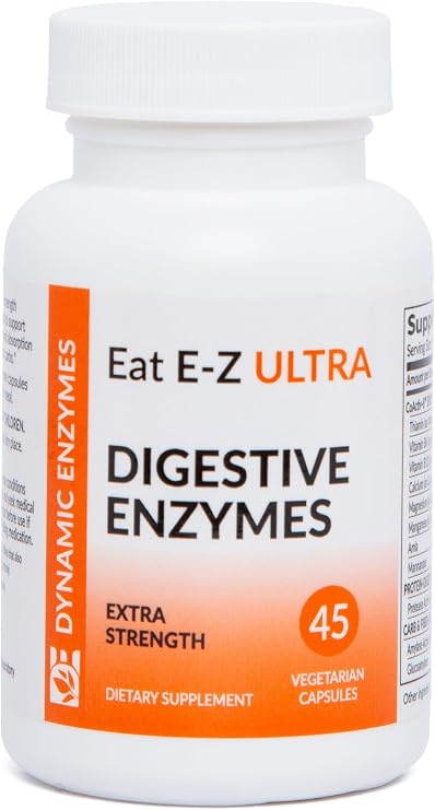 Eat E-Z Ultra Advanced Digestive Enzyme Supplement Broad-Spectrum Multi-Enzyme Formula for Heavier & Harder-to-Digest Meals Supports Occasional Bloating, Gas & Indigestion 45 Vegetarian Capsules