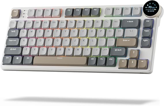 RK ROYAL KLUDGE N80 Low Profile Mechanical Keyboard w/Smart Display Screen | 75% Top Mount 3-Modes Wireless Mechanical Keyboard with Knob, Software