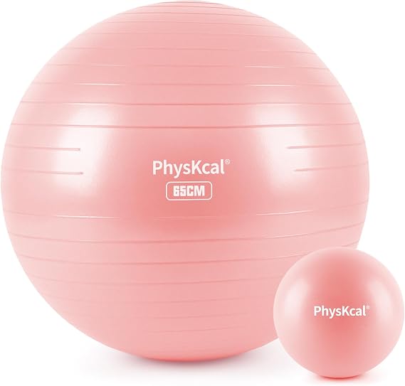 PhysKcal Yoga Ball for Exercise, Pilates Set, 4 Sizes Fitness Ball for Workout, Birthing, Pregnancy, Physical Therapy- Pump Included