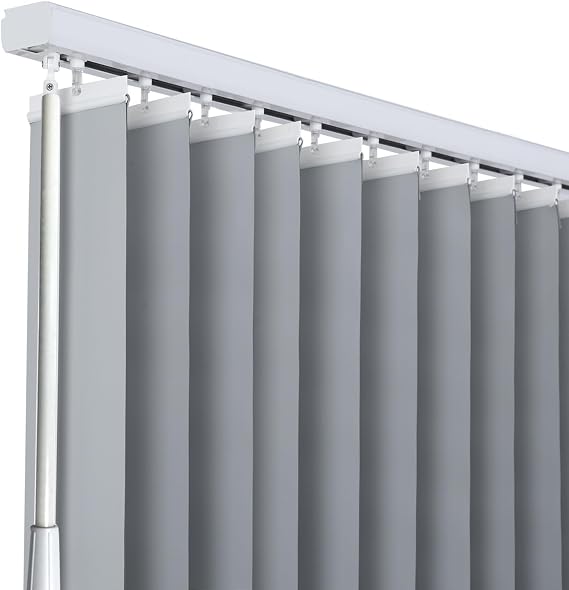 Cordless Window Shades Vertical Blinds, Customized Fabric Window Treatment, 98% Blackout UV Protection Vertical Blinds for Sliding Glass Doors Patio Doors, Woven Grey