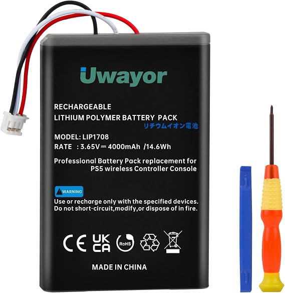 PS5 Battery Replacement for Sony PS5 PlayStation 5 DualSense CFI-ZCT1W Wireless Controller with Tool Set (Not Fit DualSense Edge)