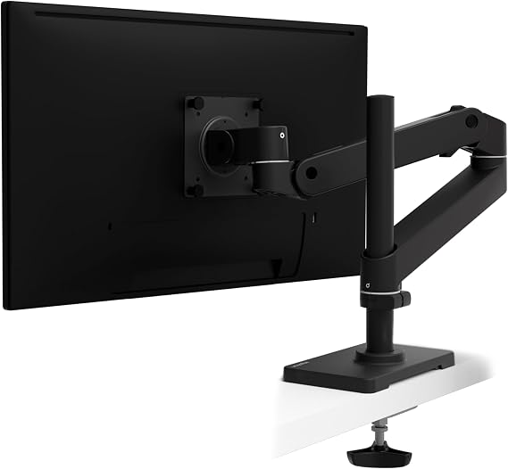 Ergotron LX Pro Premium Monitor Arm, Single Monitor Desk Grommet Mount fits Flat Curved Ultrawide Computer Monitors up to 34 Inches, 4 to 22 lbs, VESA 75x75mm or 100x100mm Tall Pole, Black