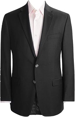 Ralph Lauren Mens Wool Business Two-Button Suit Jacket Black US, Numeric, 46, Regular, Short, 46S, Black