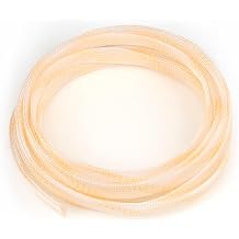 Braided Cable Sleeve, 16.4ft Expandable Mesh Cable Management Sleeve, Wear-Resistant Cord Protectors from Pets No Chew Flexible Wire Sleeving for Audio Video (Transparent and Gold, 1/4")