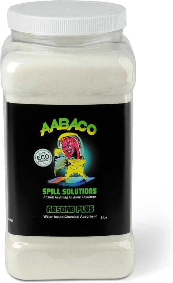 AABACO Absorb Plus, Spill Absorbent Powder, 5 lb, Absorbs on Contact | Gels water-based chemicals & liquids on contact; use on concrete, warehouse & turf; 5 lb