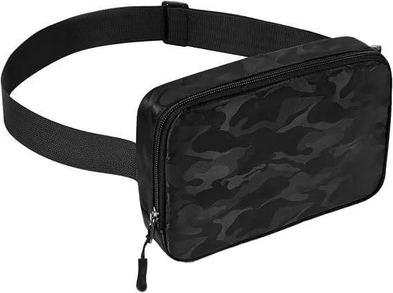 FixtureDisplays Waist Pack for Running Fanny Pack for Women and Men Crossbody Belt Bag Bum Bag with Adjustable Strap for Sports Black 15736-BLACK-1D