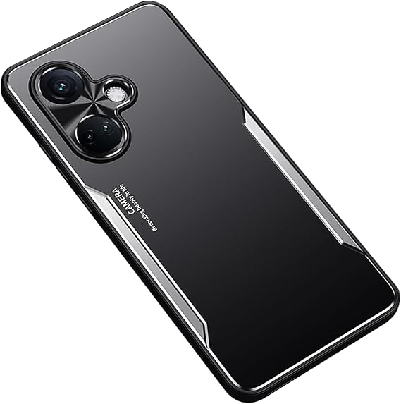 ESTH® Case for OnePlus Nord CE3 5G [Heavy Duty] Armor Aluminum Metal Shockproof Bumper Case, Soft Silicone Military Hybrid Hard Cover for OnePlus Nord CE3 5G, Silver