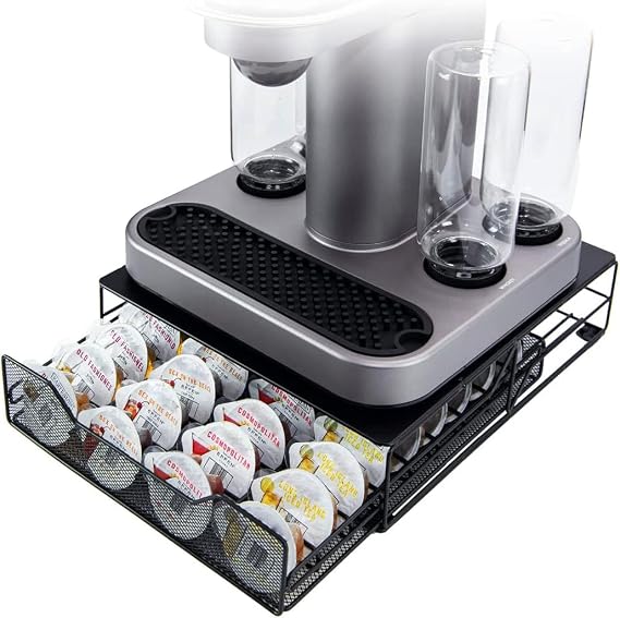 Metal Pod Holder for Bartesian, 36 Pods Capacity, Modern Design Storage Drawer, Black