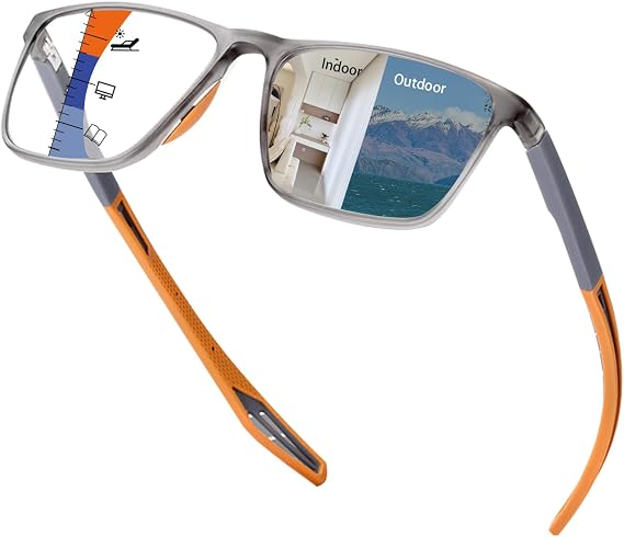 Photochromic Progressive Multifocal Tr90 Reading Glasses for Women Blue Light Blocking Clear on Top Readers on Bottom