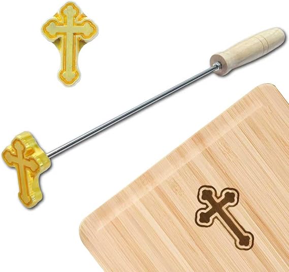 Branding Iron for Wood,Leather,BBQ,Burger,Hat Personalized Branding Irons,Christian Cross Custom Branding Iron,Steak for Food Irons (1.7"x1")