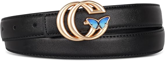 Aurolran Women's Designer Leather Belt with Gold Buckle, Fashion Waist Accessory for Jeans & Dresses, Great Gift Idea for Her
