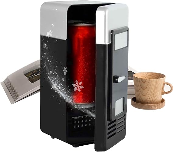 Small Beverage Fridge Plug-And-Play, Compact, Cooler, Warmer | Personal Fridge USB Drinks Cooler Students Teens Boys Family Movie Nights Dormitory Bedroom Road Trips Apartments