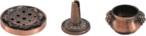 Incense Burner, 3Pcs Red Copper Cone Holder Bowl-Shape Incense Burner for Joss Stick, Tower Incense, Incense Coil (3 Styles)
