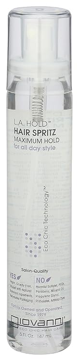 GIOVANNI L.A. Hold Hair Spritz - Maximum Hold Styling Spray, Lightweight, Lauryl & Laureth Sulfate Free - 5 oz
