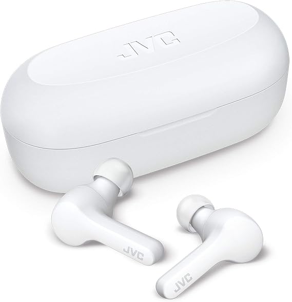 JVC Gumy Truly Wireless Earbuds Headphones, Bluetooth 5.0, Water Resistance(IPX4), Long Battery Life (up to 15 Hours) - HAA7TW (White)