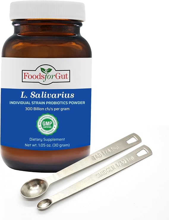Foods For Gut Lactobacillus Salivarius Probiotic Powder 300 Billion cfu's | Made in USA | No Additives | Digestive & Immune Support | High Potency | L.Salivarius | 30 Gram (1.05 Oz)
