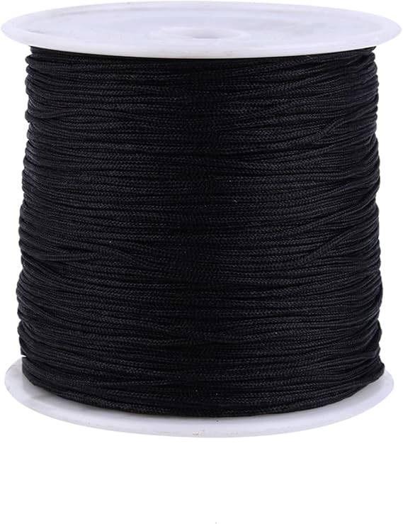 0.8 mm Nylon String for Bracelets, 100M Nylon Cord for Jewelry Making, Black Chinese Knotting Cord, Chinese Knotting Rope for DIY Jewelry Making Bracelets Craft String, 1 Roll