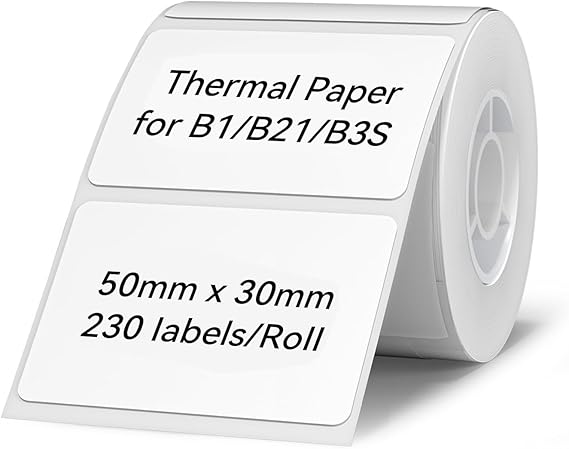 NIIMBOT Labels for B1/B2/B21/B3S/K3 Lable Printer, 2" x 1.18" (5030 mm) Waterproof Sticker Paper Shipping Address Labeling Replacement with Self-Adhesive - 1 Roll of 230pcs (White)