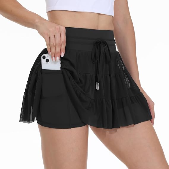Blaosn Womens Tennis Golf Skirt Workout Athletic Mini Flowy Cute Skort Skirts High Waist with Pockets Shorts Casual Summer