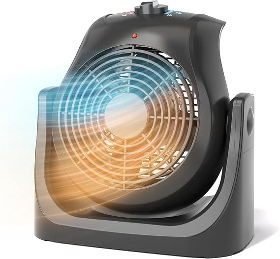 2 in 1 Heater and Fan Combo, Portable Heating and Cooling Fan, Personal Air Calculator Fan with 45 Adjustable, 2 Wind Speeds & Overheat Protection, 1500 & 750W Space Heater for Indoor Use Home Office
