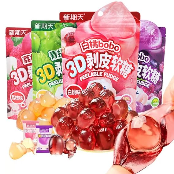 Peeling Soft Fruit Fudge,75g/bag,white Peach Grape Litchi Sugar Soft Candy Sweets,50% Fruit Juice Content Toffee,healthy and Nutritious Fruit Desserts,casual Snacks,Chinese Food (White Peach,1bag)
