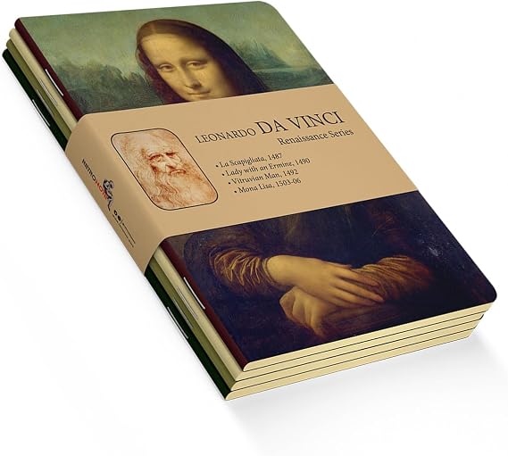 Retronote Da Vinci 4'lü Defter Seti, Renaissance Series, Çizgisiz, 64 Sayfa, 14x21 cm