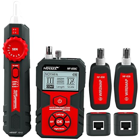 NOYAFA NF-858C Network Cable Tester Multifunctional RJ11 RJ45 BNC,POE Voltage Testing Trace Cable Line Locator for Telephone/Ethernet/LAN Coax Cable Rechargeable Anti-Interference