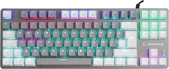 Rampage SNUG K14 Gri/Beyaz RED SWITCH Rainbow TKL Mekanik Gaming Oyuncu Klavye
