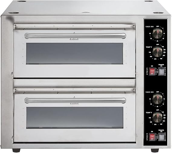 Hakka Double Deck Countertop Pizza/Bakery Oven with Two Independent Chambers-4400w/220-240V
