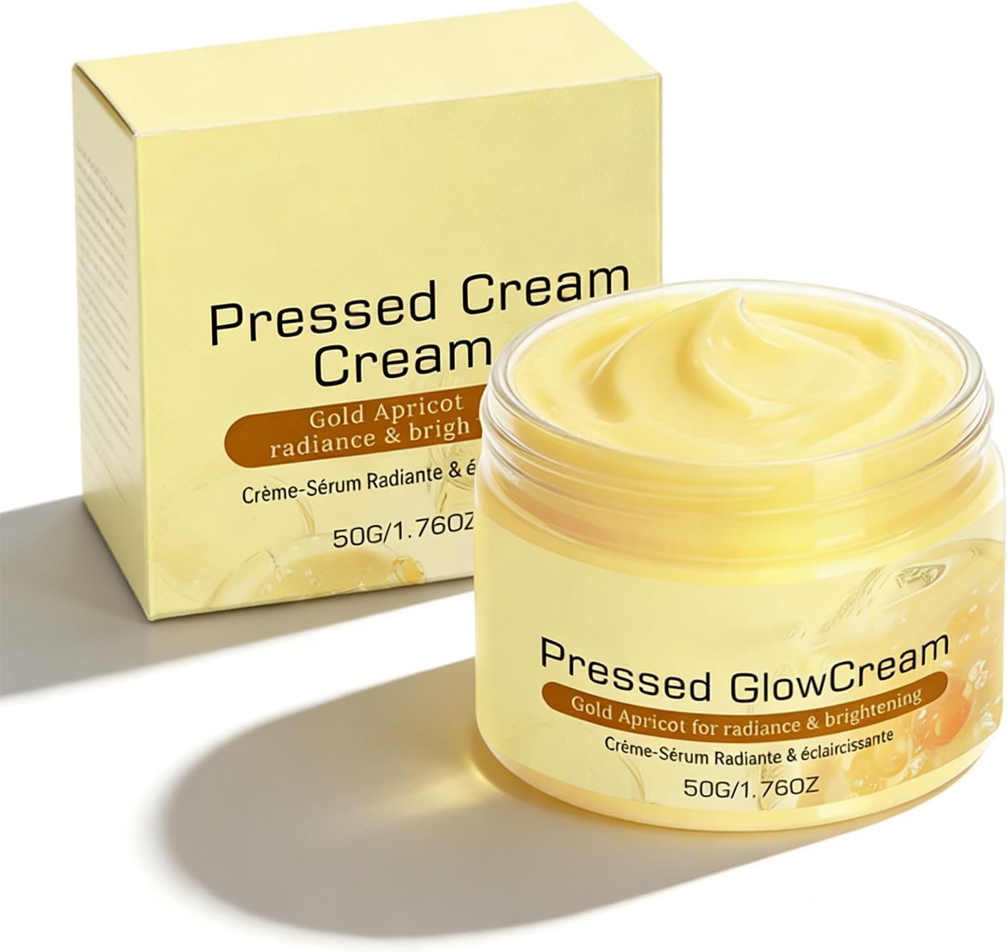 Pressed Glow Gold Apricot Kernel Face Cream - Daily Moisturiser for Dry Skin, Nourishing Cream for Women to Refresh and Soften Skin, Lightweight Texture for a Natural Glow (1Pack)