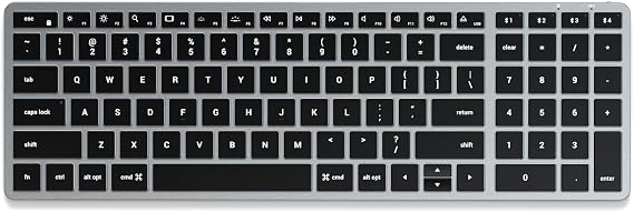 SATECHI Slim X2 Bluetooth Keyboard High Quality Illuminated Numeric Keypad Compatible with Many Devices - for MacBook Air & Pro M5 M4 Mac Mini iPad Air & Pro & More - Space Grey