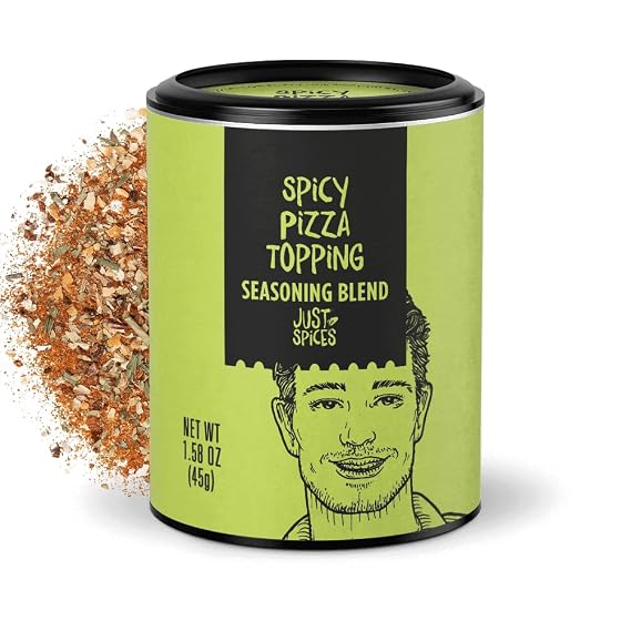 Just Spices Spicy Pizza Seasoning, 1.58 OZ I A Versatile Topping for Pizza, Focaccia & Dips I Featuring Red Peppers, Tomato & a Hint of Marjoram
