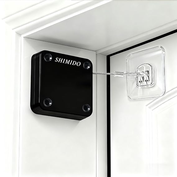SHIMIDO Upgraded Retractable Automatic Door Closer - Tool-Free Installation, Powerful 3.5lb Pull Shuts Doors Completely - Compact Universal Fit for Screen, Sliding & Almost All Doors(2 Pack Black)