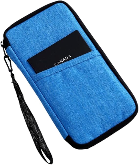 Passport wallet Family Passport Wallet Holder Waterproof Travel Document Organizer and phone holder Credit Card Cash Bill Coin Keys Clutch Bag for Men Women with RFID Blocking (Blue)
