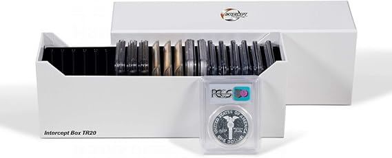 Lighthouse - Storage Box with Tracks for 20 Coin Slabs Including PCGS, NGC, ANACS with INTERCEPT Technology Corrosion Protection (9" x 3" x 3 3/4")