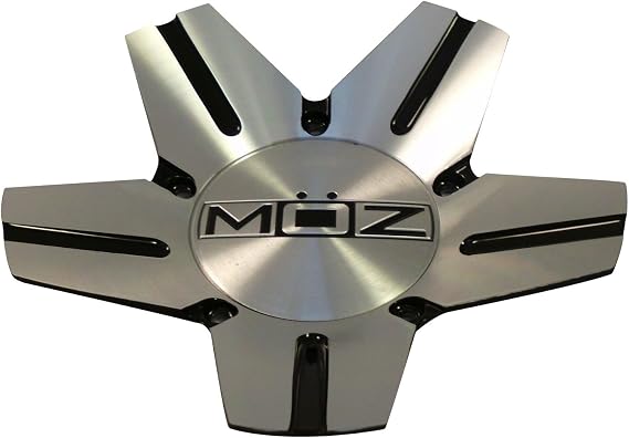 Moz Wheels 938-AL-CAP Silver / Black Metal Custom Wheel Center Caps (Set of 2)