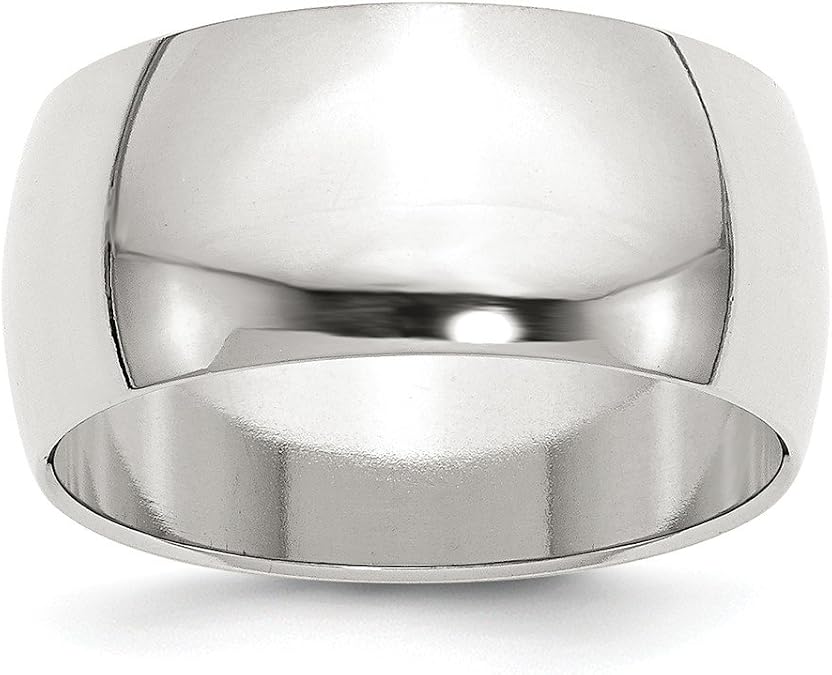 Solid 925 Sterling Silver 10mm Men's Plain Classic Dome Wedding Band Ring