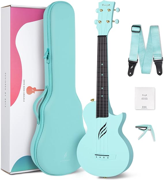 Enya NOVA U 23-Inch Carbon Fiber Concert Travel Ukulele, Blue