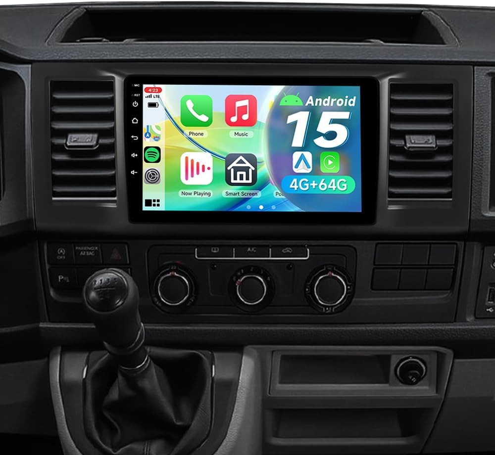 9" IPS Android 15 Car Stereo Radio for VW Transporter T6 2016-2021, Wireless CarPlay Android Auto, Bluetooth 5.4 WiFi 6, 4+64GB Head Unit, GPS Navigation, DSP, FM/RDS with HD Rear Camera