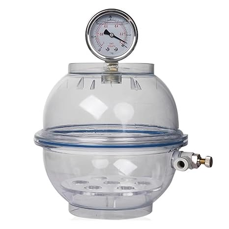 Vacuum Desiccator, Laboratory PC Vacuum Dryer Jar, with Pressure Gauge, Double Valve, Sealing Ring, for Drying Storage, Inert Gas Vacuum Storage(150mm)