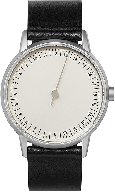 slow Round 01 - Black Leather, Silver Case, Silver Dial