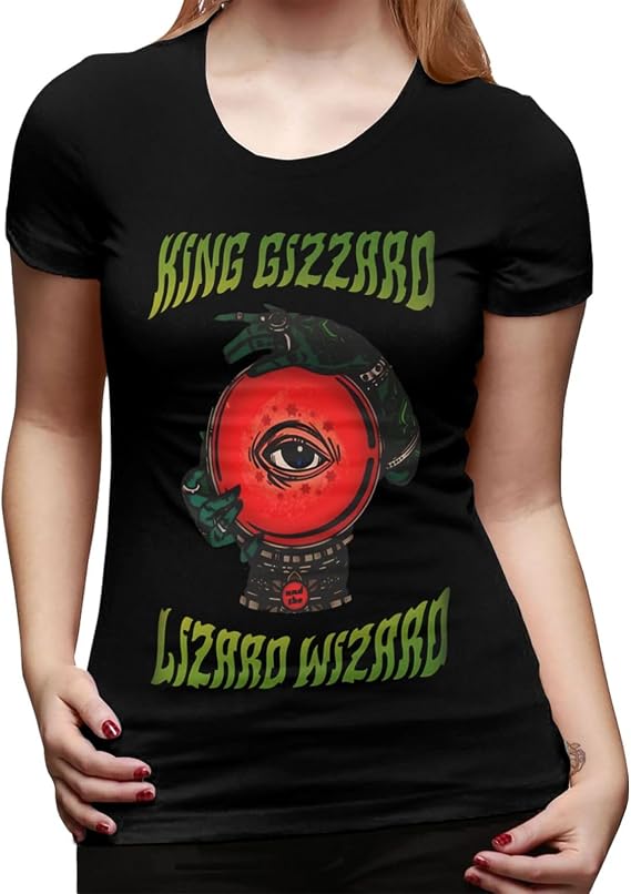 Women's King Gizzard and The Lizard Music Wizard Band Short Sleeve T-Shirt Tops,Funny Crewneck Graphic Tee Shirts for Women Adult XX-Large Black T-Shirts