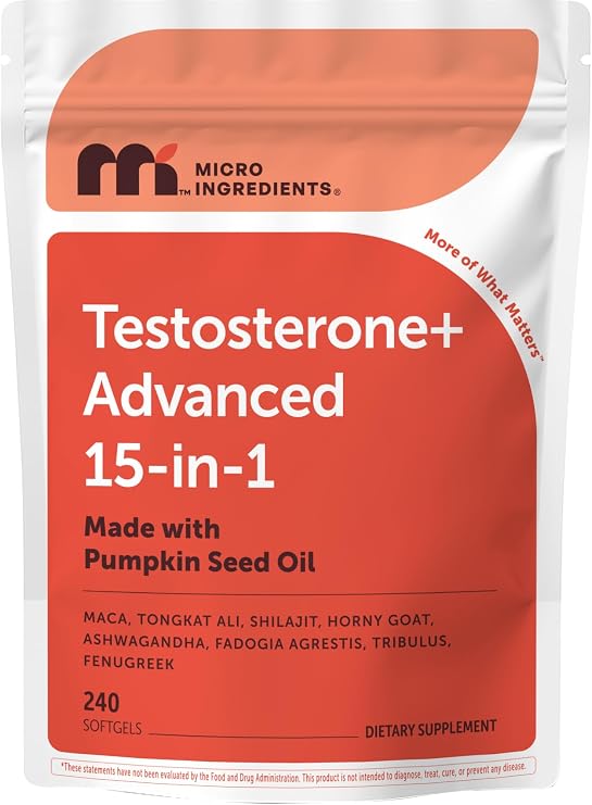 Micro Ingredients Testosterone+ Advanced for Men, 240 Softgels