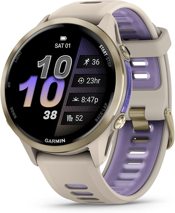 Garmin Forerunner 970, 47mm, Soft Gold Titanium, French Gray/Indigo